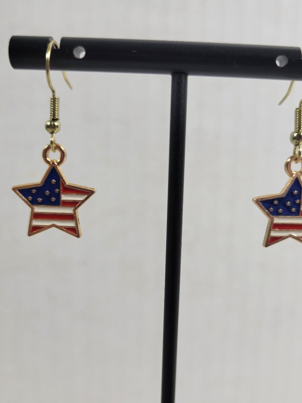 USA Flag Star Earrings Patriotic July 4th Dangle Drop Multicolored Women E47E